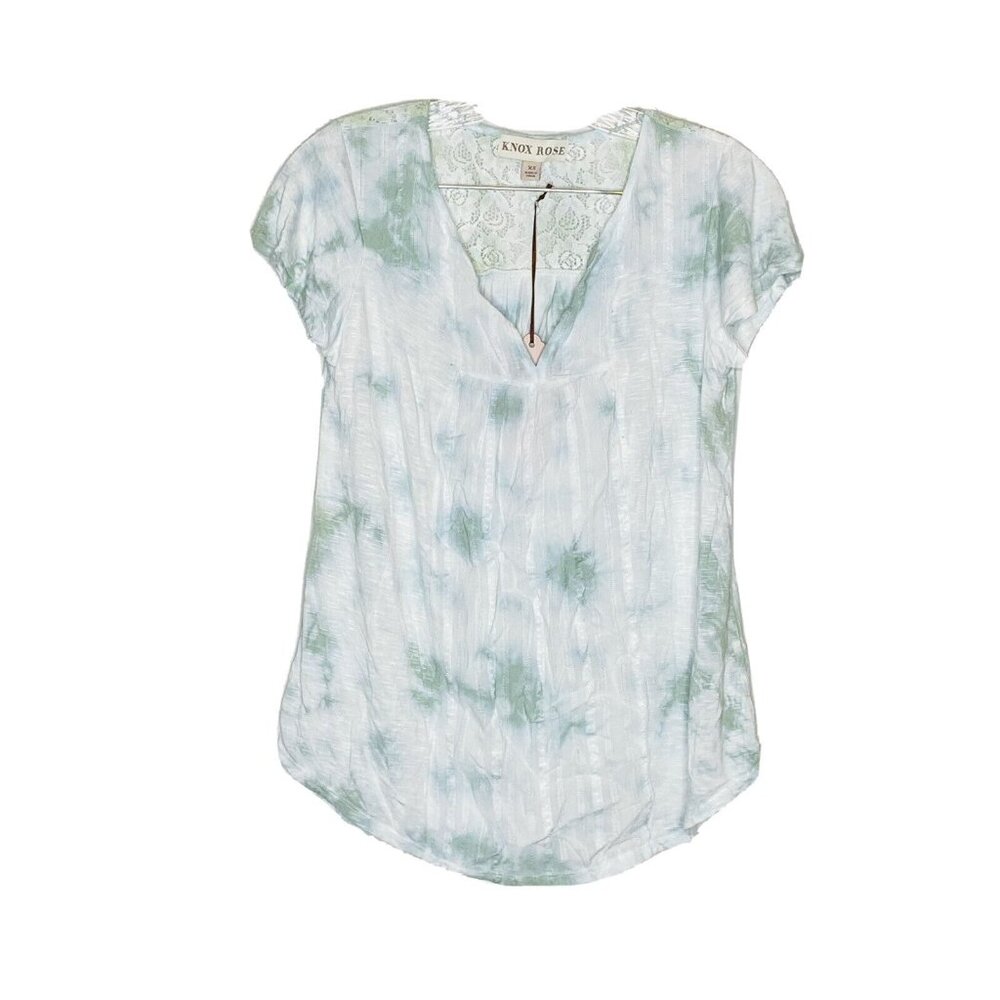 Brand New Women's Short Sleeve V-Neck Tie-Dye T-Shirt - Knox Rose Green S